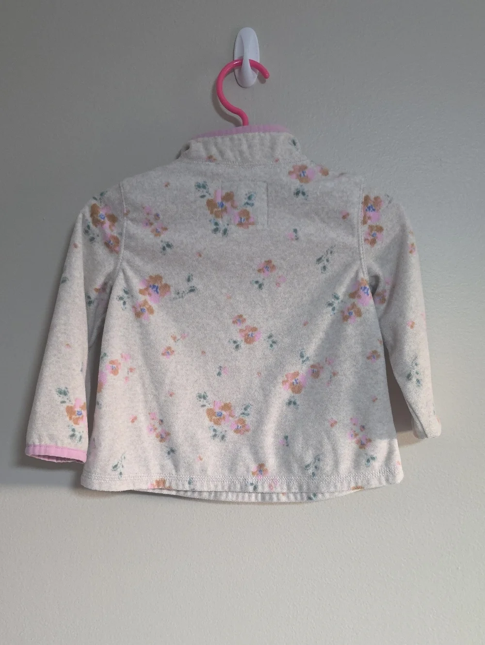 OshKosh B'gosh Cream Floral Half-Zip Pullover with Pink Trim